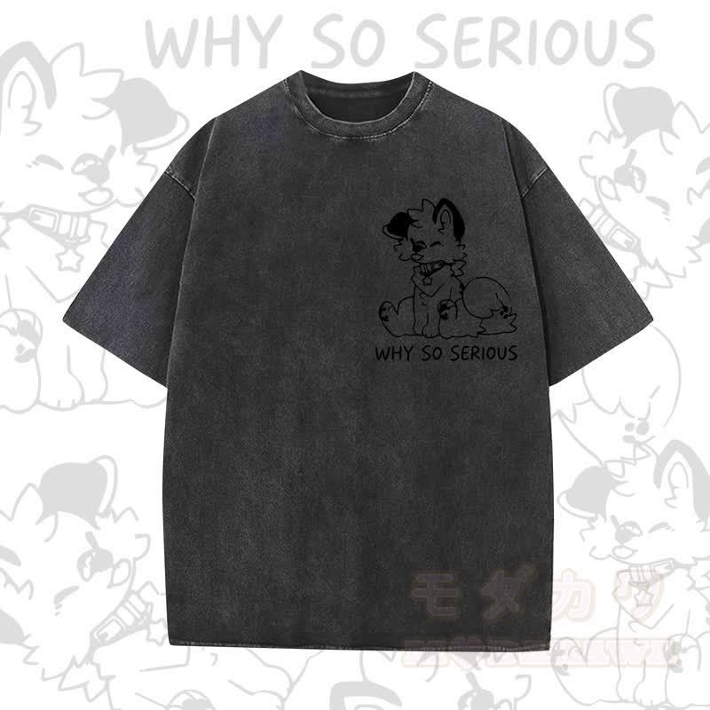 MODAKAWA WHY SO SERIOUS Kurzarm-T-Shirt mit niedlichem Hunde-Print - Schwarz B - 5XL - image 9