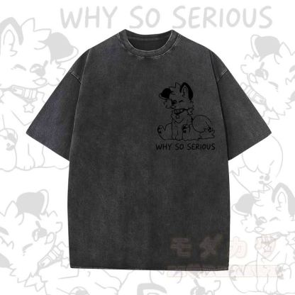 MODAKAWA WHY SO SERIOUS Kurzarm-T-Shirt mit niedlichem Hunde-Print - Schwarz B - 5XL - image 9
