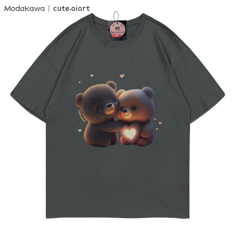 T-Shirt mit dem Aufdruck „Zwei kuschelnde Bären“ - Charcoal Gray - 5XL - image 4