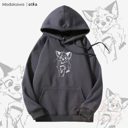 Kapuzenpullover mit Fleecefutter und Fuchs-Eiscreme-Grafik - Dunkelgrau - 5XL - image 6