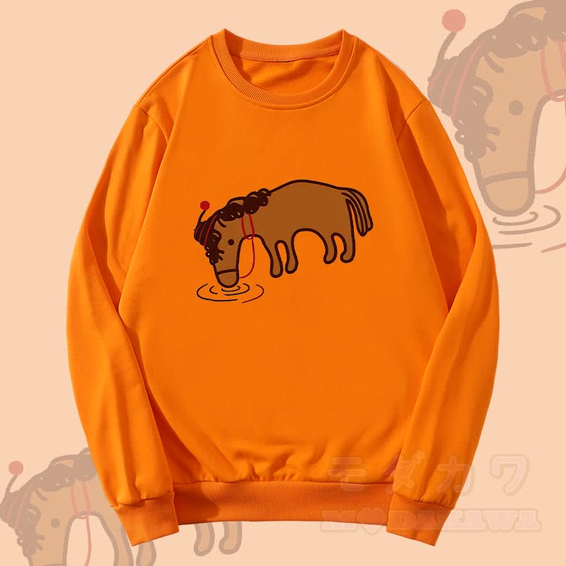MODAKAWA Unisex-Sweatshirt mit Thirsty Horse Grafik - Orange - 5XL - image 4
