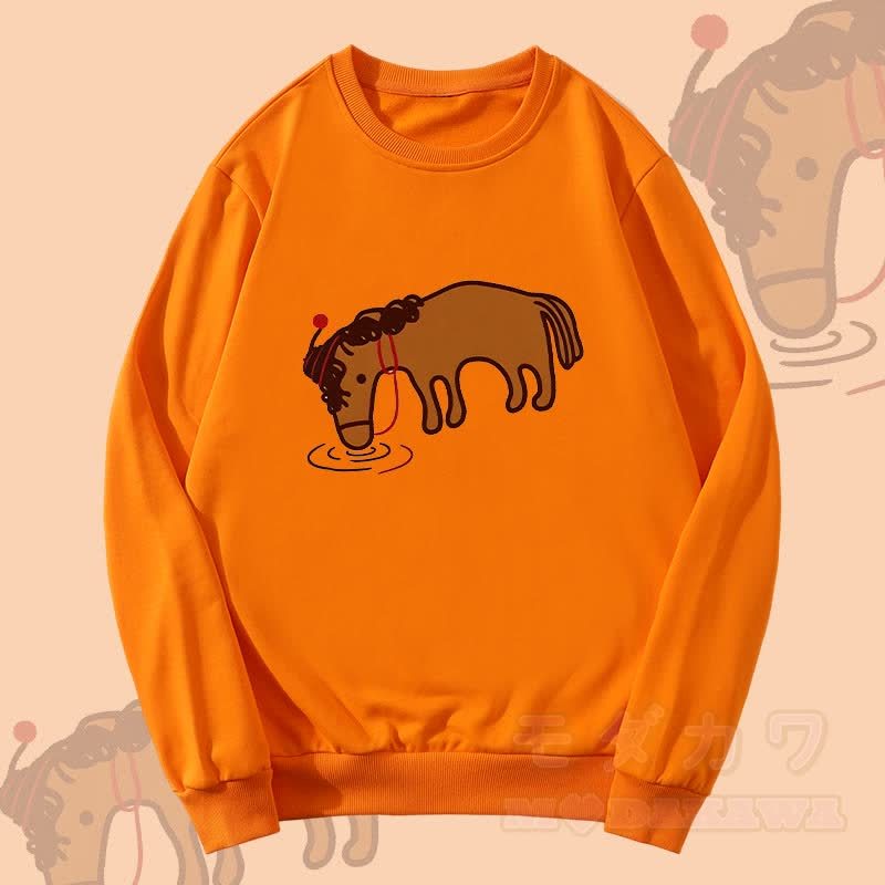 MODAKAWA Unisex-Sweatshirt mit Thirsty Horse Grafik - Orange - 5XL - image 4