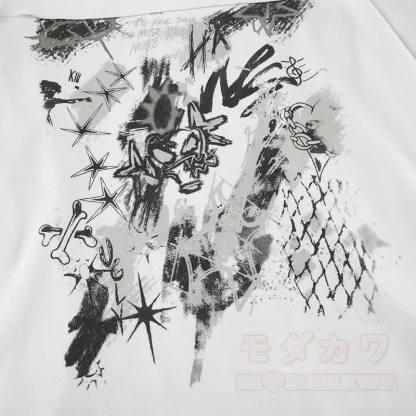 Y2K -Grafik-Streifen-Off-Shoulder-Langarmtop - image 8