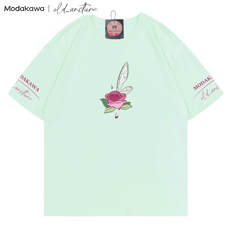 MODAKAWA X old_arcture Rose Angel Parfümflasche Buchstabenprint T-Shirt - image 3