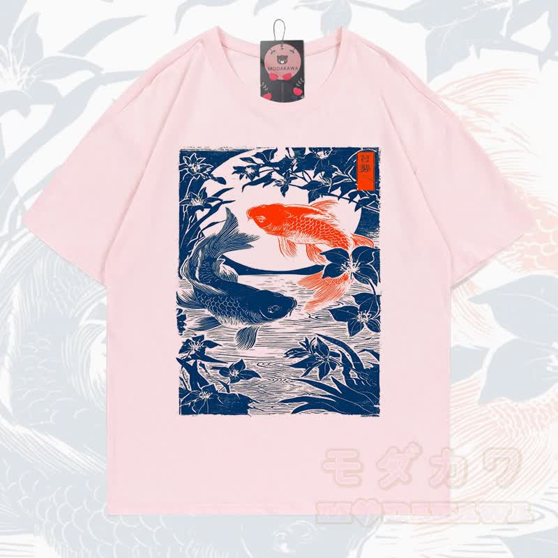 MODAKAWA Kurzarm-T-Shirt mit Fischprint - Rosa - 5XL - image 8