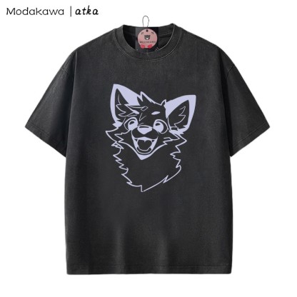 MODAKAWA X atka Fox Grafik Unisex Vintage Washed T-Shirt - Schwarz - 2XL - image 6