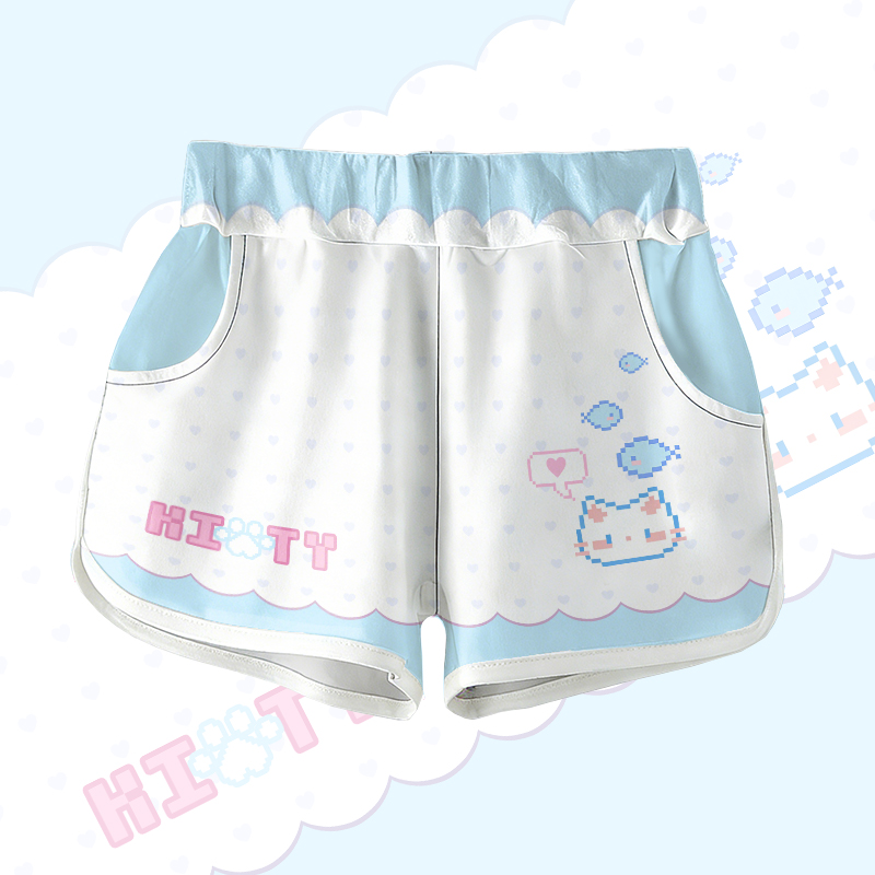 KITTY Cat Fish Graphic Modakawa Gradient Shorts - Blue - 5XL - image 2