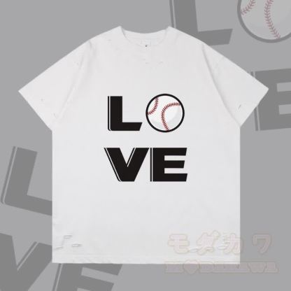 MODAKAWA LOVE Baseball Grafik Zerrissenes T-Shirt - Weiß - 2XL - image 4