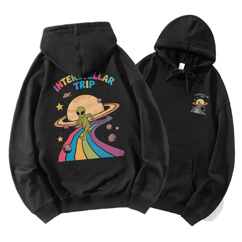 INTERSTELLAR TRIP Cosmic Alien Grafik-Hoodie - Black - 5XL - image 5
