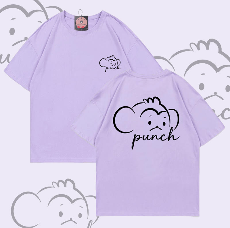 PUNCH Monkey Graphic Modakawa 100% Baumwoll-T-Shirt - Purple - 5XL - image 6