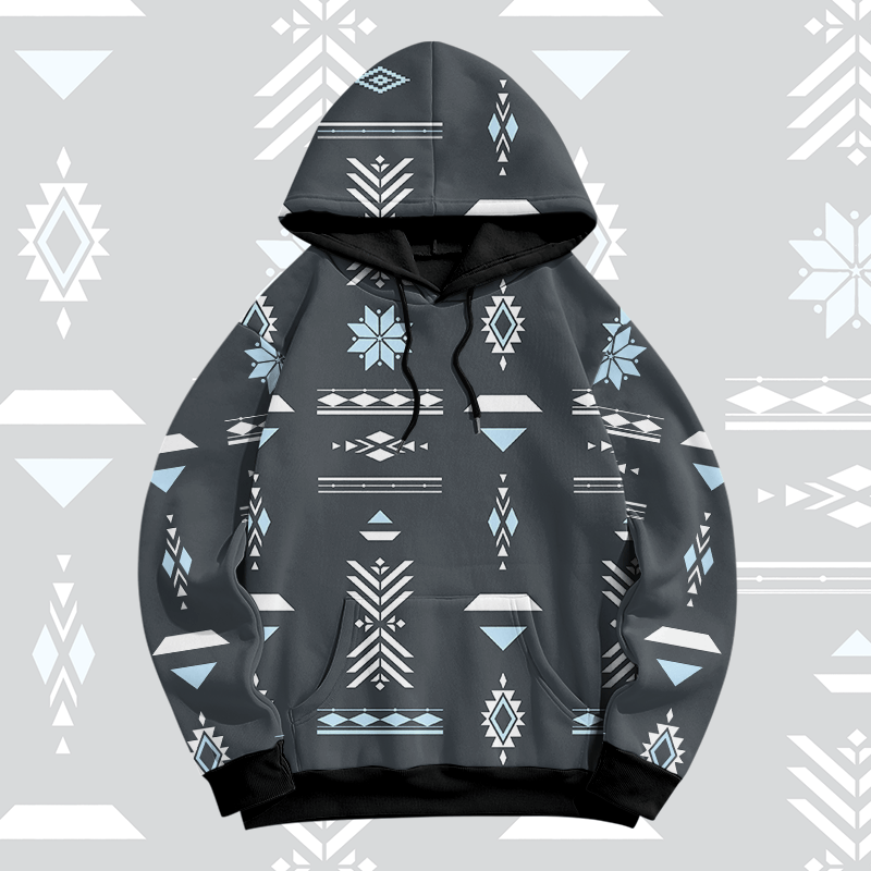 MODAKAWA Pullover-Hoodie mit geometrischem Allover-Print - Grey - 8XL - image 2