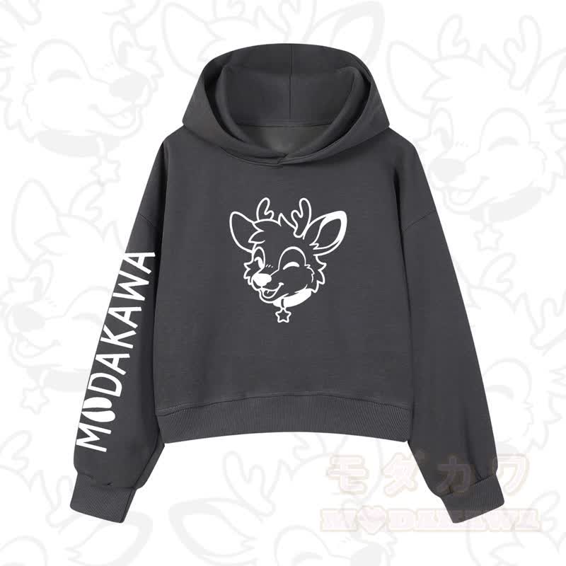 MODAKAWA Baumwoll-Hoodie mit Hundemotiv (kurzer Schnitt) - Dunkelgrau B - 3XL - image 7
