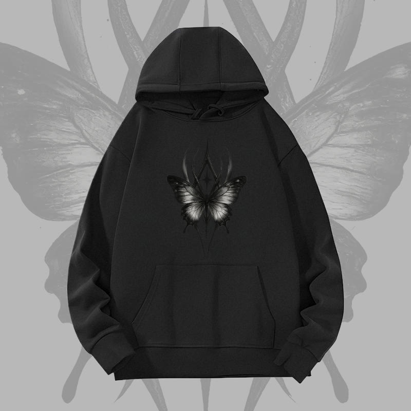 MODAKAWA Gothic Butterfly Graphic Heavyweight Hoodie - Black - 2XL - image 5
