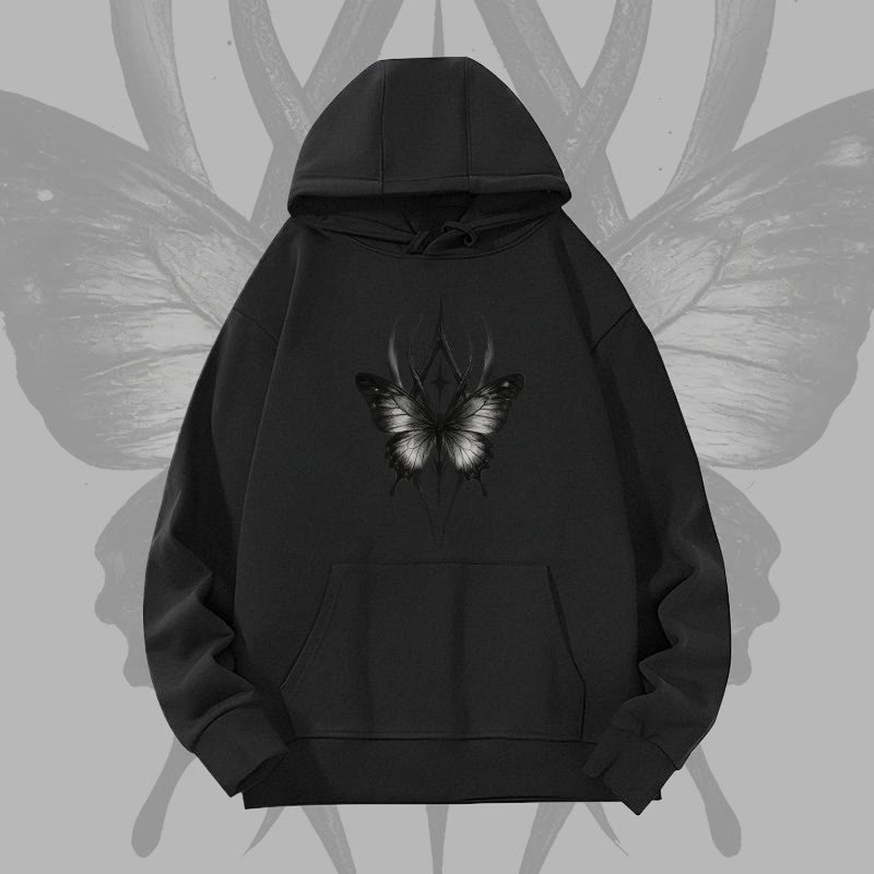 MODAKAWA Gothic Butterfly Graphic Heavyweight Hoodie - Black - 2XL - image 5