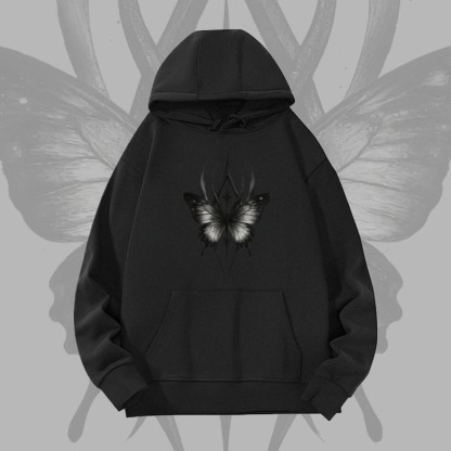 MODAKAWA Gothic Butterfly Graphic Heavyweight Hoodie - Black - 2XL - image 5