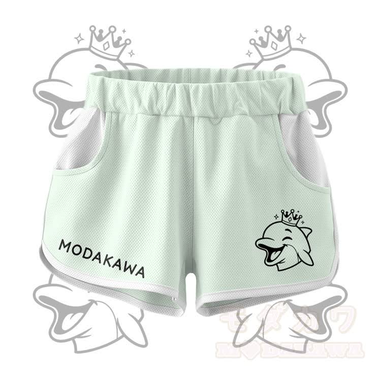 Gekröntes Delfin-Grafik-Crop-Tanktop, Sport-Top, Shorts, Bikini, Modakawa-Partnerlook - Grüne Shorts - 5XL - image 9