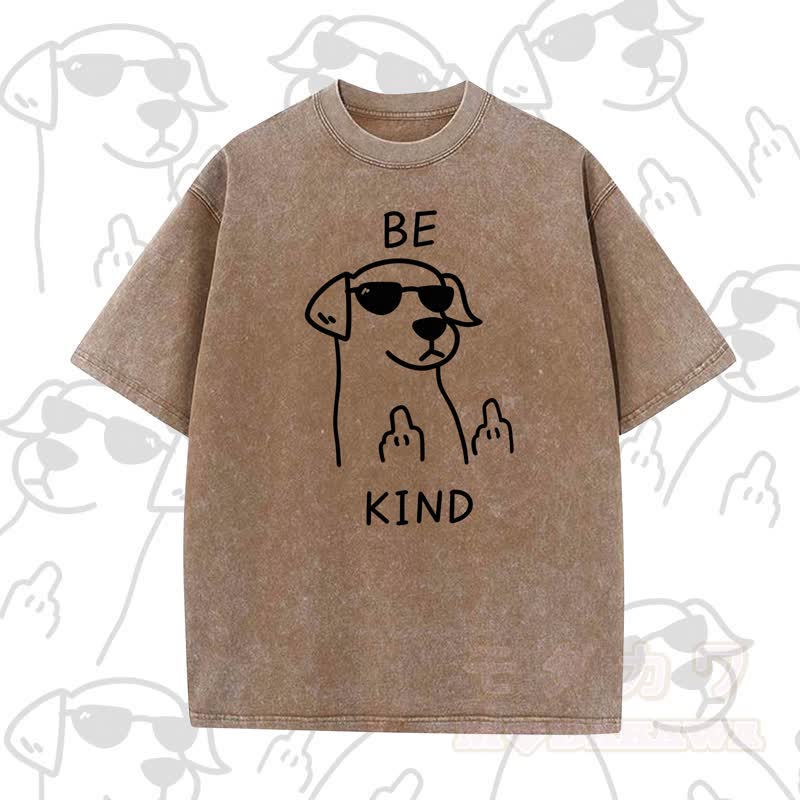 MODAKAWA BE KIND Cooles Kurzarm-T-Shirt mit Hundeprint - Braun A - 5XL - image 11