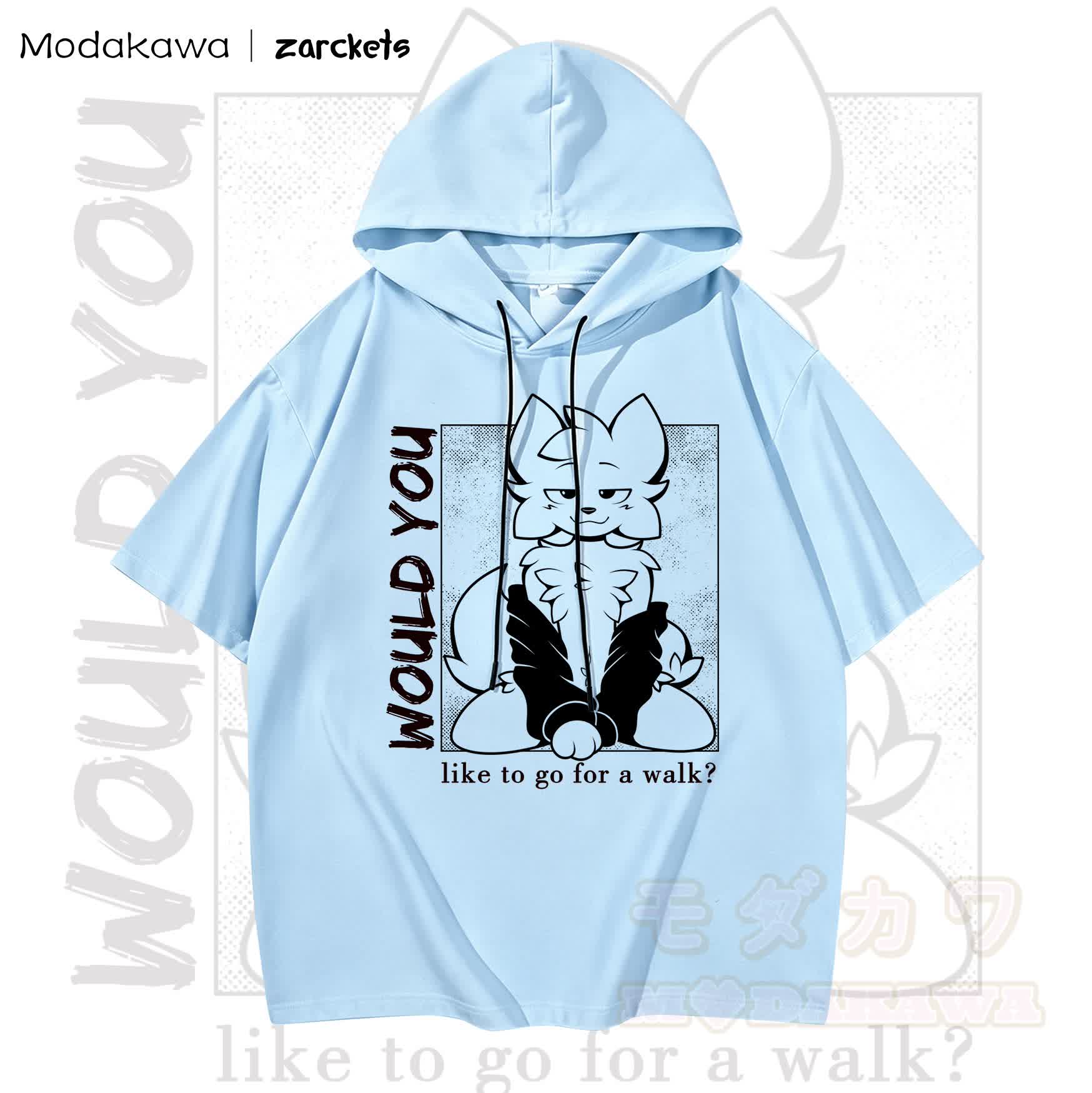 MODAKAWA X zarckets WOULD YOU Ziegenprint Chic Hoodie T-Shirt - Himmelblau - 3XL - image 5
