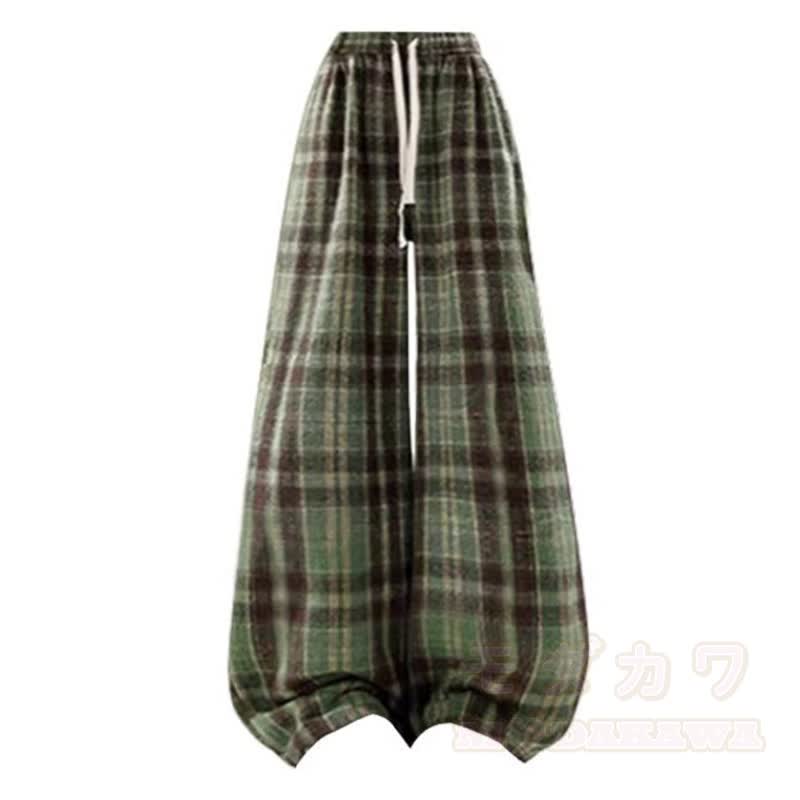Zweiteiliges Set aus lässigem, zweiteiligem Oberteil mit doppeltem Reißverschluss, karierter Hose mit weitem Bein und kurzem Oberteil. - Hose - 3XL - image 5
