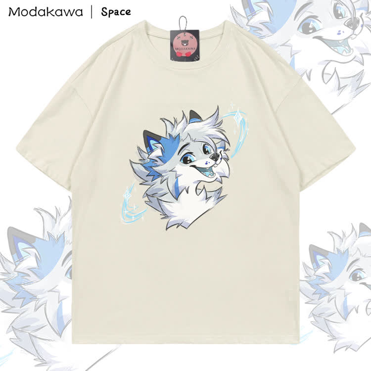 MODAKAWA X Space Barker Smile Grafik T-Shirt aus 100 % Baumwolle - Light Beige - 5XL - image 2