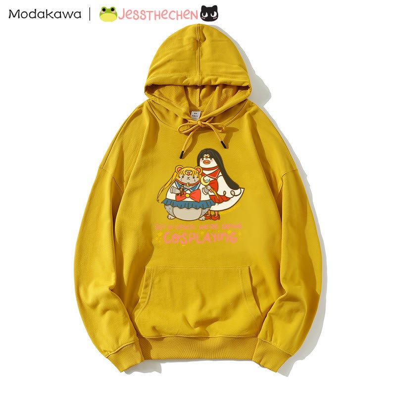 Kapuzenpullover mit lustiger Tier-Cosplay-Grafik - Yellow - 5XL - image 3