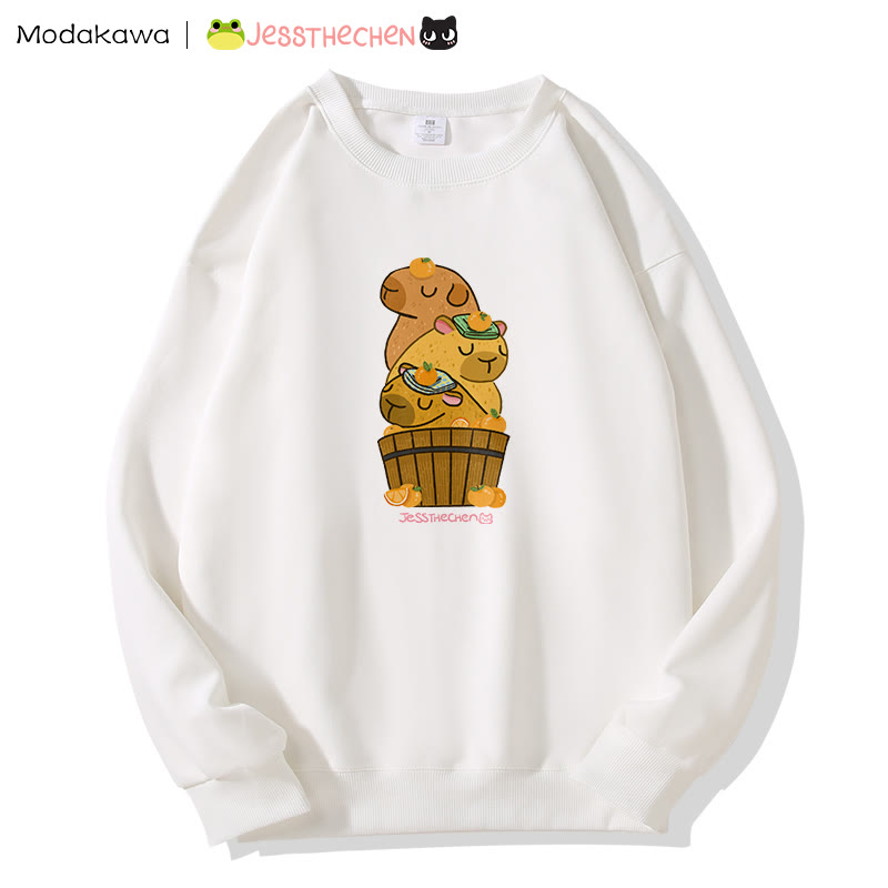MODAKAWA X jessthechen Sweatshirt mit gestapeltem Capybaras-Grafik - White - 5XL - image 4