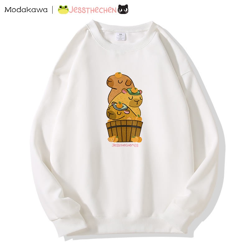 MODAKAWA X jessthechen Sweatshirt mit gestapeltem Capybaras-Grafik - White - 5XL - image 4