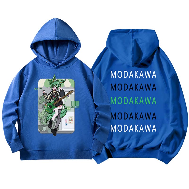 MODAKAWA X airii.exe Lockerer Hoodie mit Gitarrenmädchen-Buchstabendruck - Blue - 5XL - image 4