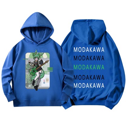 MODAKAWA X airii.exe Lockerer Hoodie mit Gitarrenmädchen-Buchstabendruck - Blue - 5XL - image 4