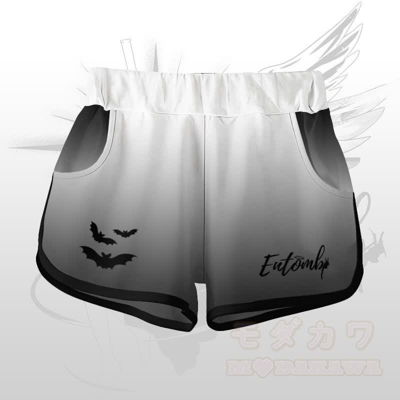 ENTOMB Grafik-Gradienten-T-Shirt Shorts Modakawa passendes Outfit - Schwarze und weiße Shorts - 5XL - image 9