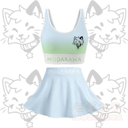 MODAKAWA X popipeko Kitty Graphic Crop Tank Sport Top Skirt Matching Outfit - Blau & Grünes Set - 2XL - image 15