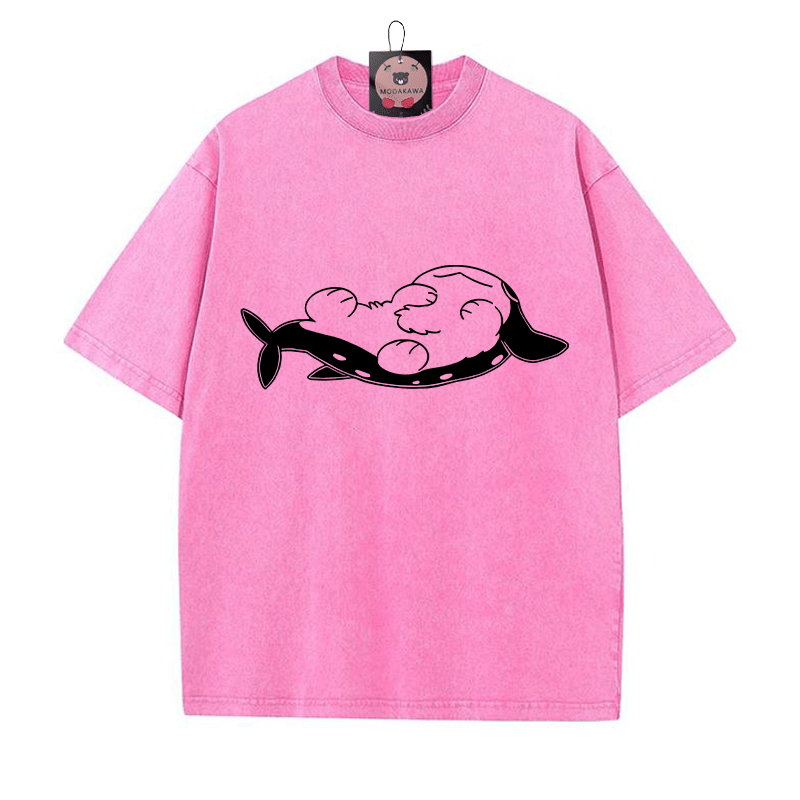 Schlafender Pupfish Grafik Unisex Vintage Washed T-Shirt - Rosenrot - 5XL - image 5