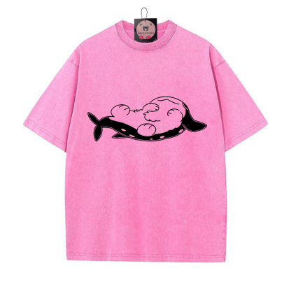 Schlafender Pupfish Grafik Unisex Vintage Washed T-Shirt - Rosenrot - 5XL - image 5