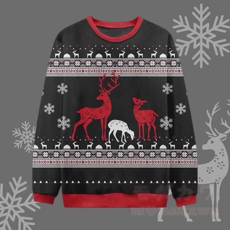 MODAKAWA Weihnachtspullover mit Elch- und Schneeflockenmotiv - Schwarz - 4XL - image 3