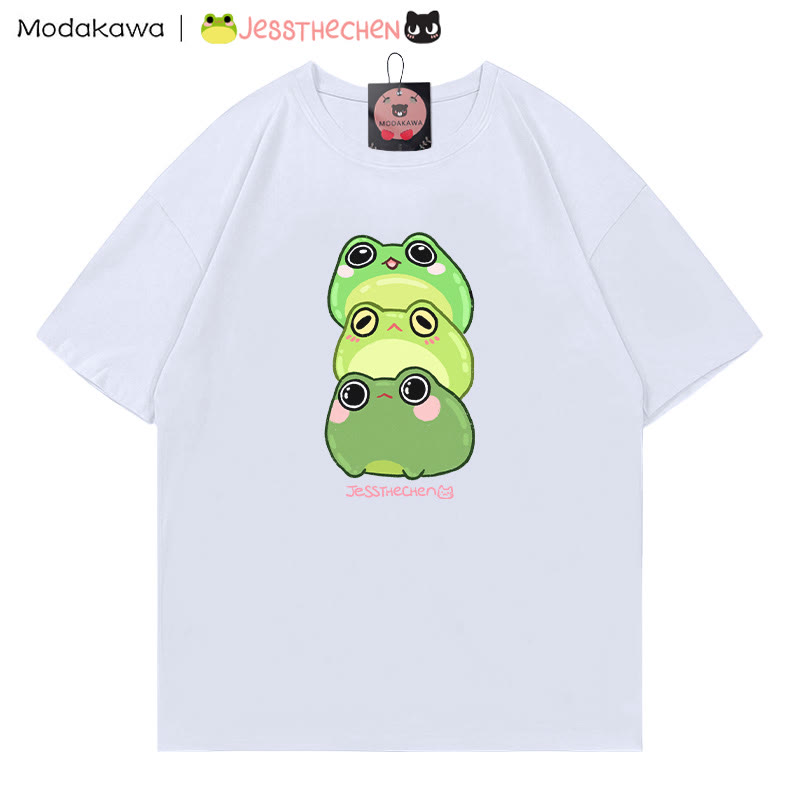 MODAKAWA X jessthechen Stacked Frog Grafik-T-Shirt - White - 5XL - image 4