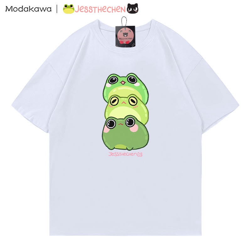 MODAKAWA X jessthechen Stacked Frog Grafik-T-Shirt - White - 5XL - image 4