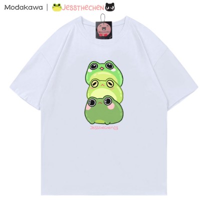 MODAKAWA X jessthechen Stacked Frog Grafik-T-Shirt - White - 5XL - image 4
