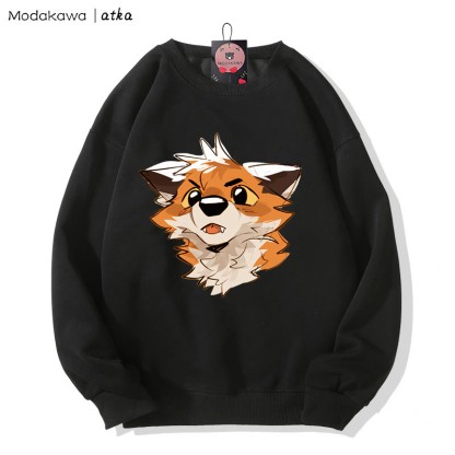 MODAKAWA X atka Surprised Fox Graphic Rundhals-Sweatshirt - Black - 5XL - image 3