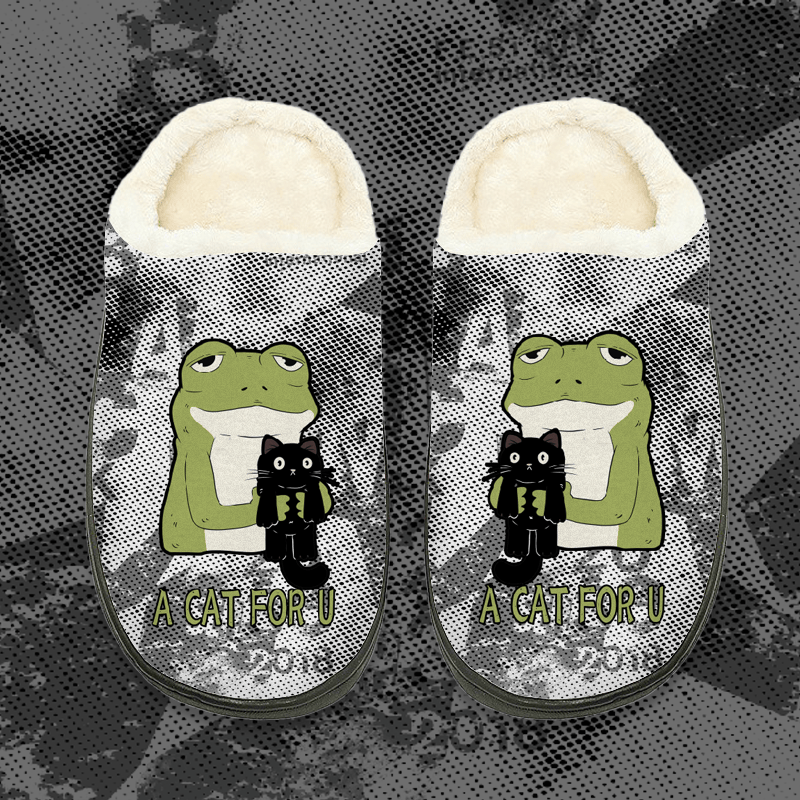 MODAKAWA Plüsch-Hausschuhe mit Frosch- und Katzenmotiv - Grey B - 44-45 - image 2