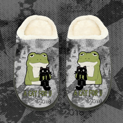 MODAKAWA Plüsch-Hausschuhe mit Frosch- und Katzenmotiv - Grey B - 44-45 - image 2