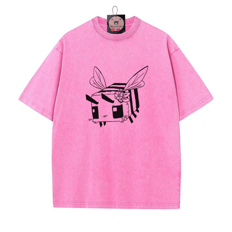 Moody Square – Unisex-T-Shirt mit Bienen-Grafik im Vintage-Look - Rosenrot - 5XL - image 4