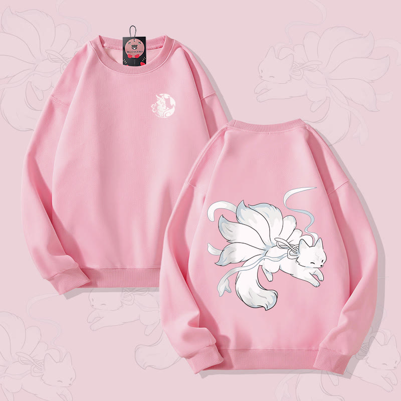 MODAKAWA Unisex-Sweatshirt mit Grafik eines neunschwänzigen Fuchses - Pink - 5XL - image 3
