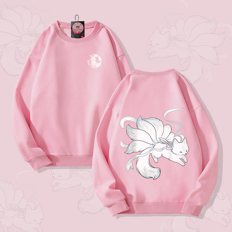MODAKAWA Unisex-Sweatshirt mit Grafik eines neunschwänzigen Fuchses - Pink - 5XL - image 3