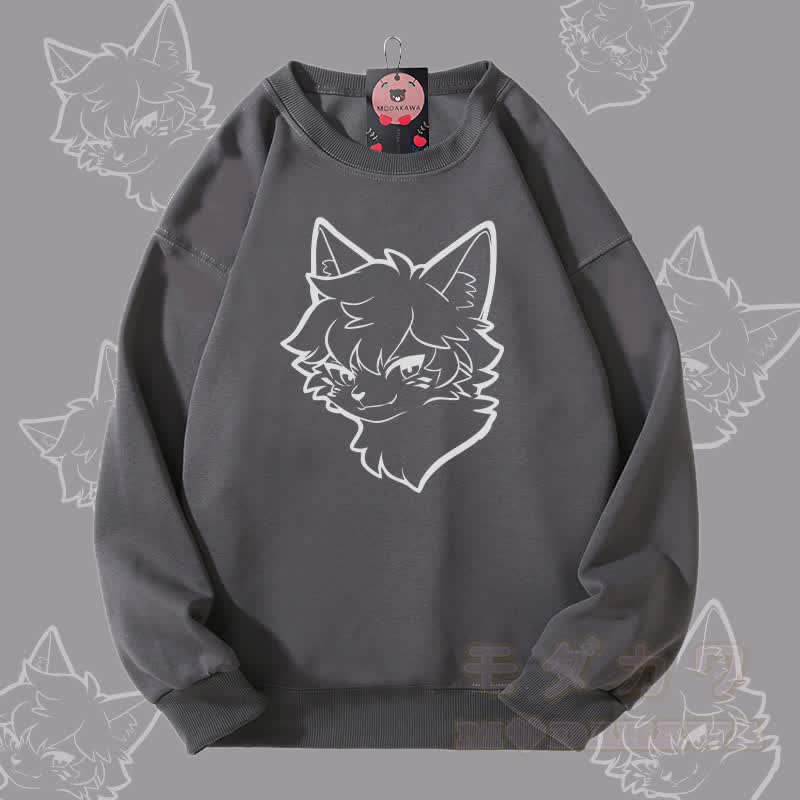 MODAKAWA Fox Boy Graphic Unisex Sweatshirt - Dunkelgrau - 5XL - image 3