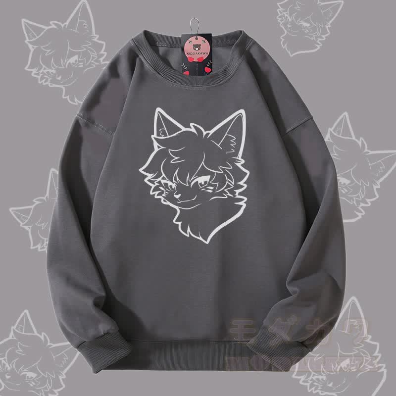 MODAKAWA Fox Boy Graphic Unisex Sweatshirt - Dunkelgrau - 5XL - image 3