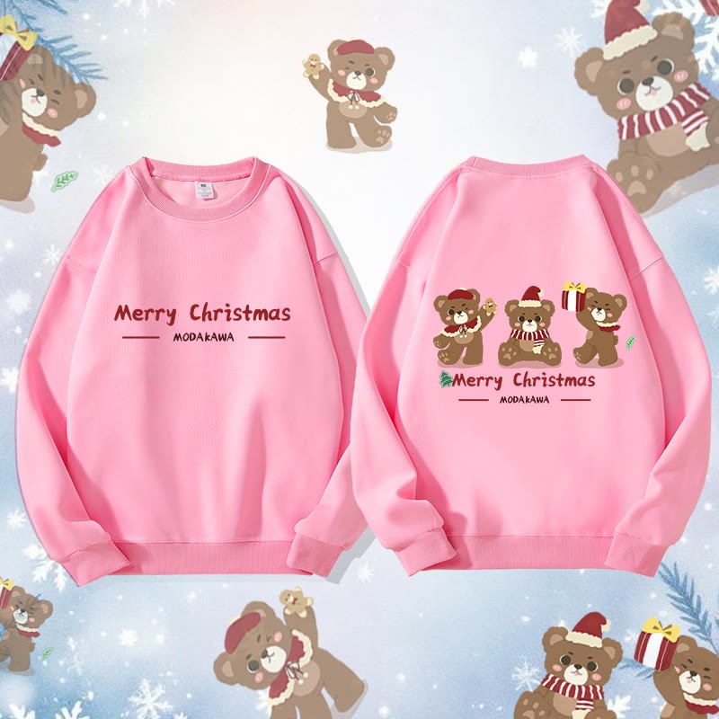 MODAKAWA Unisex-Sweatshirt mit drei Weihnachtsbären-Motiv - Pink - 5XL - image 2