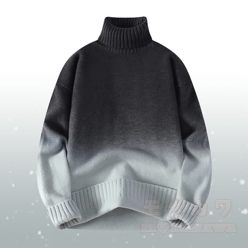 Zweiteiler: Strickpullover mit Farbverlauf und Rollkragen, Jeans - Dunkelgrauer Pullover - 3XL - image 8