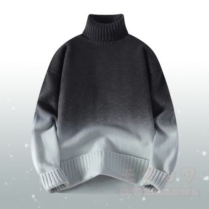 Zweiteiler: Strickpullover mit Farbverlauf und Rollkragen, Jeans - Dunkelgrauer Pullover - 3XL - image 8