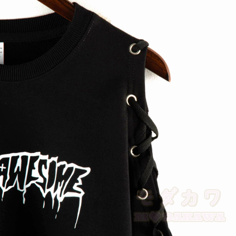 Vintage-Sweatshirt mit Buchstabenprint, langen Ärmeln und asymmetrischem Cropped-Schnitt - image 7