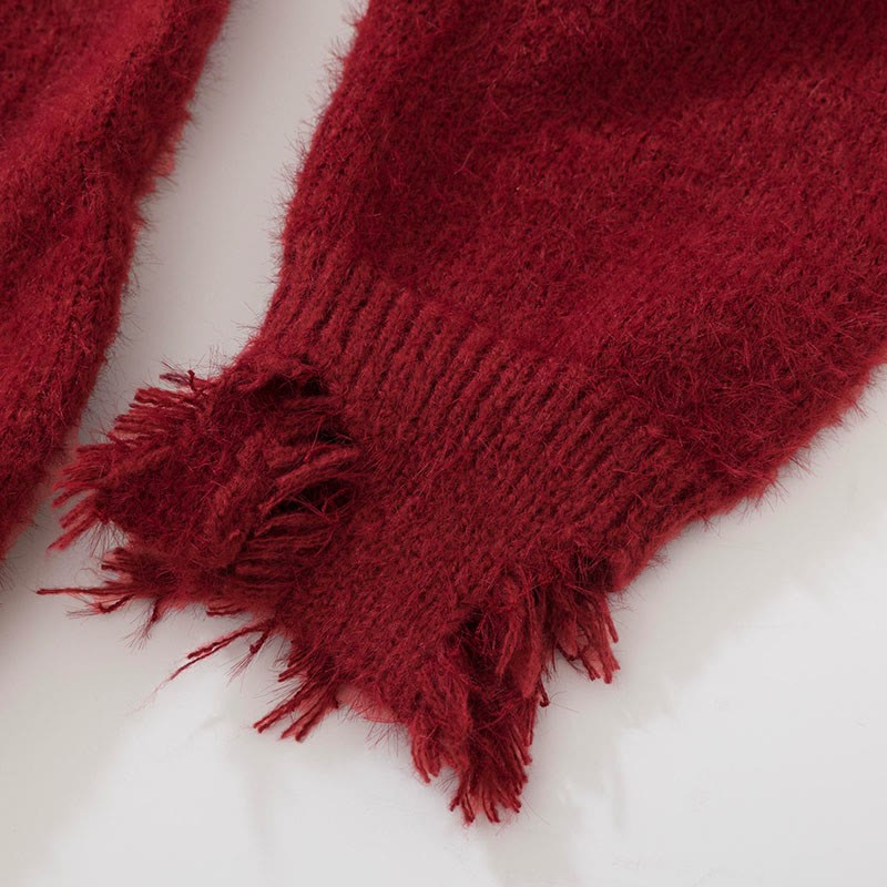 Schleifen-Pullover mit Rissen, kariertes Unterkleid, passendes Outfit - image 8